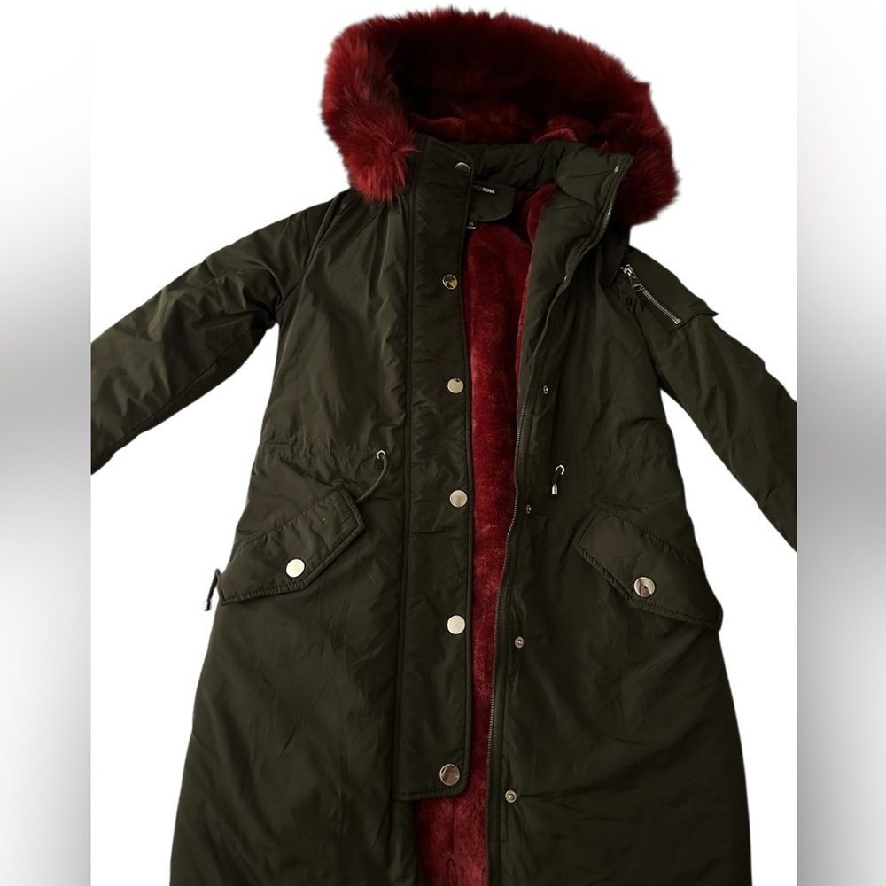 Fashion Nova Red and Olive Puffer Coat